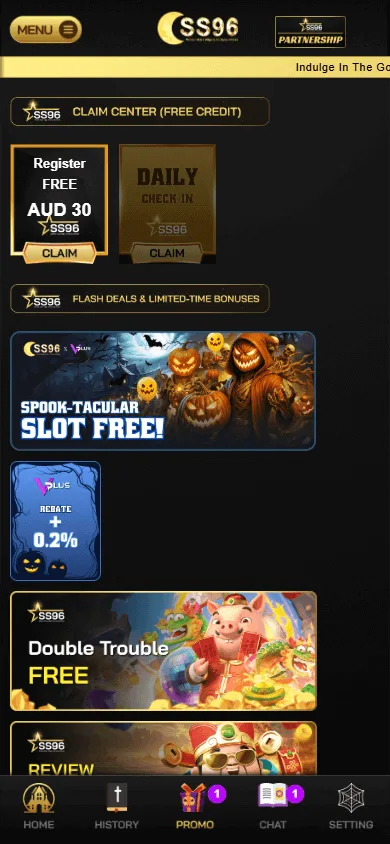 Skystar96 Casino promotions view on a mobile device